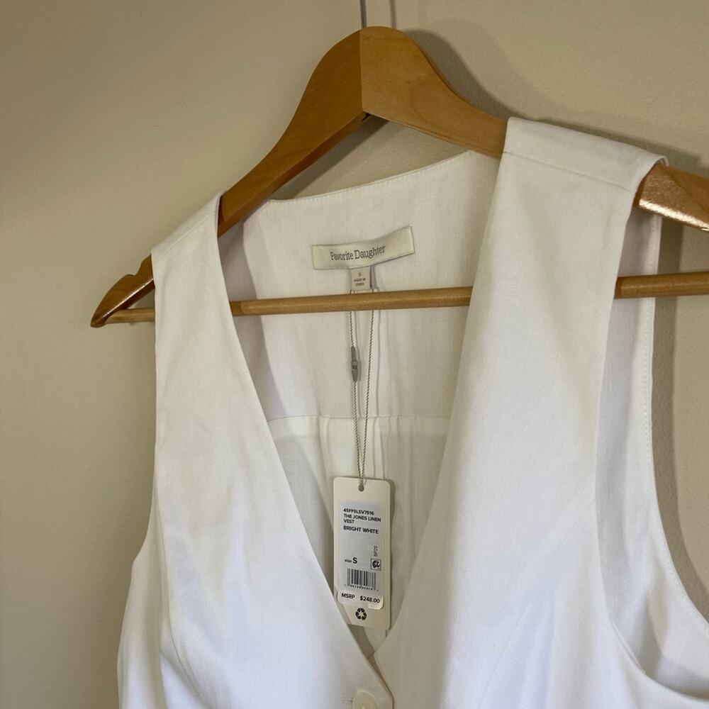 Favorite Daughter Jones Linen Vest Size Small Bright White - Picture 4 of 9